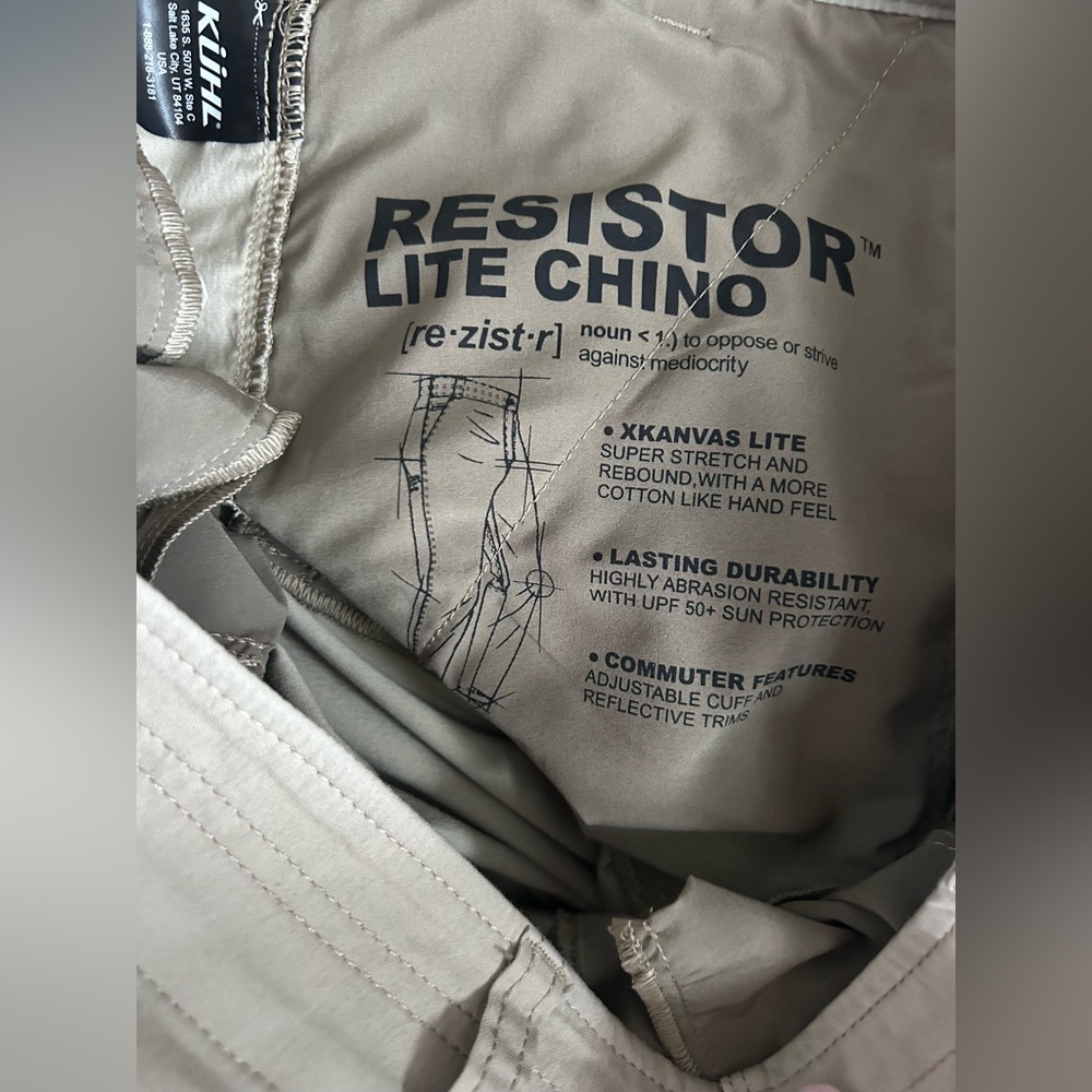 Kuhl Men’s Resistor Lite Chino Khaki Pants size 35x32 - Picture 4 of 10